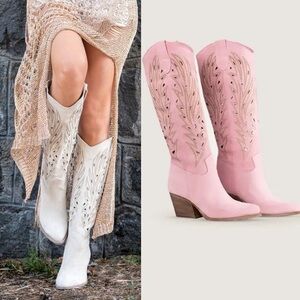 Kali Shoes NWT Rea Texan Pink Flexible Cowboy Suede Middle Boots EU 37 US 7